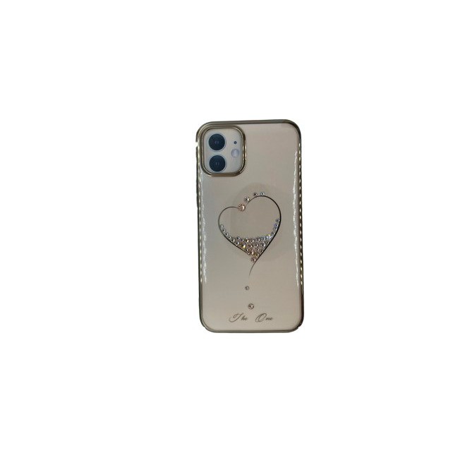 KINGXBAR Gold Plated Heart Clear Case for iPhone 12 mini with Swarovski Crystals